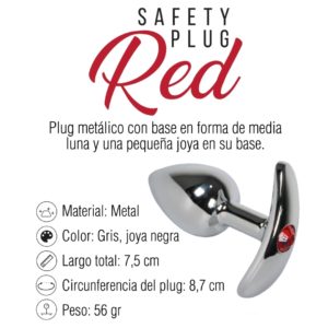 PLUG ANAL METALICO BASE MEDIA LUNA ROJO - Imagen 3